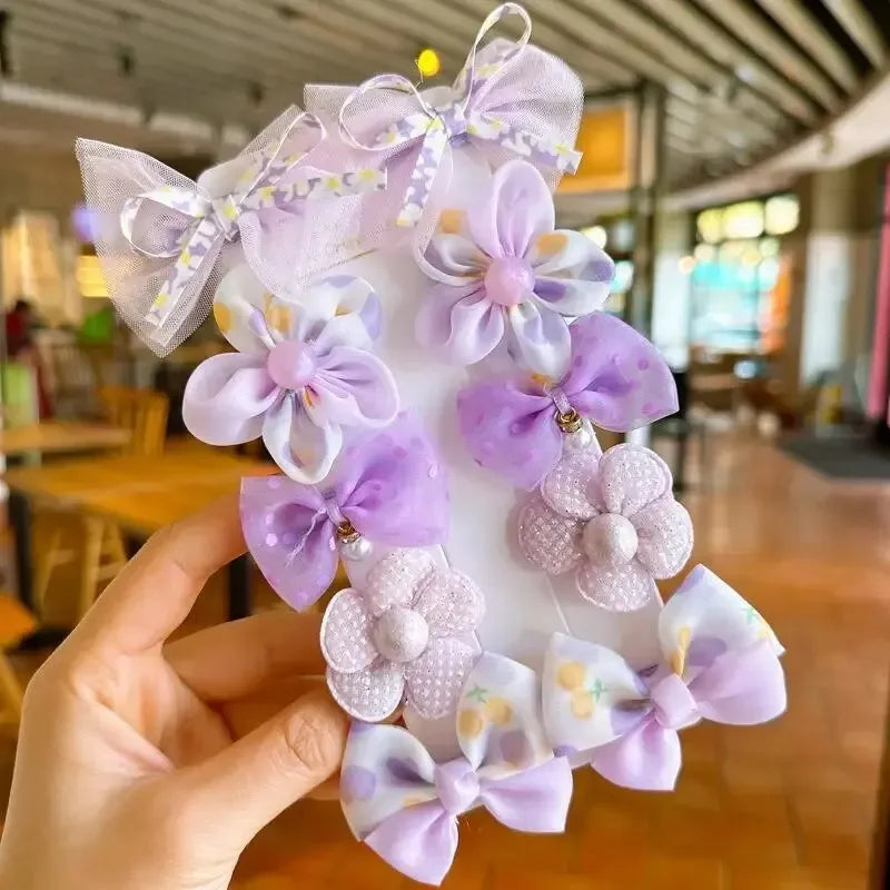 10Pcs Baby Girl Hair Clips Set – Cute Lace Flower Hairpins & Bows for Children, Toddlers, and Newborns