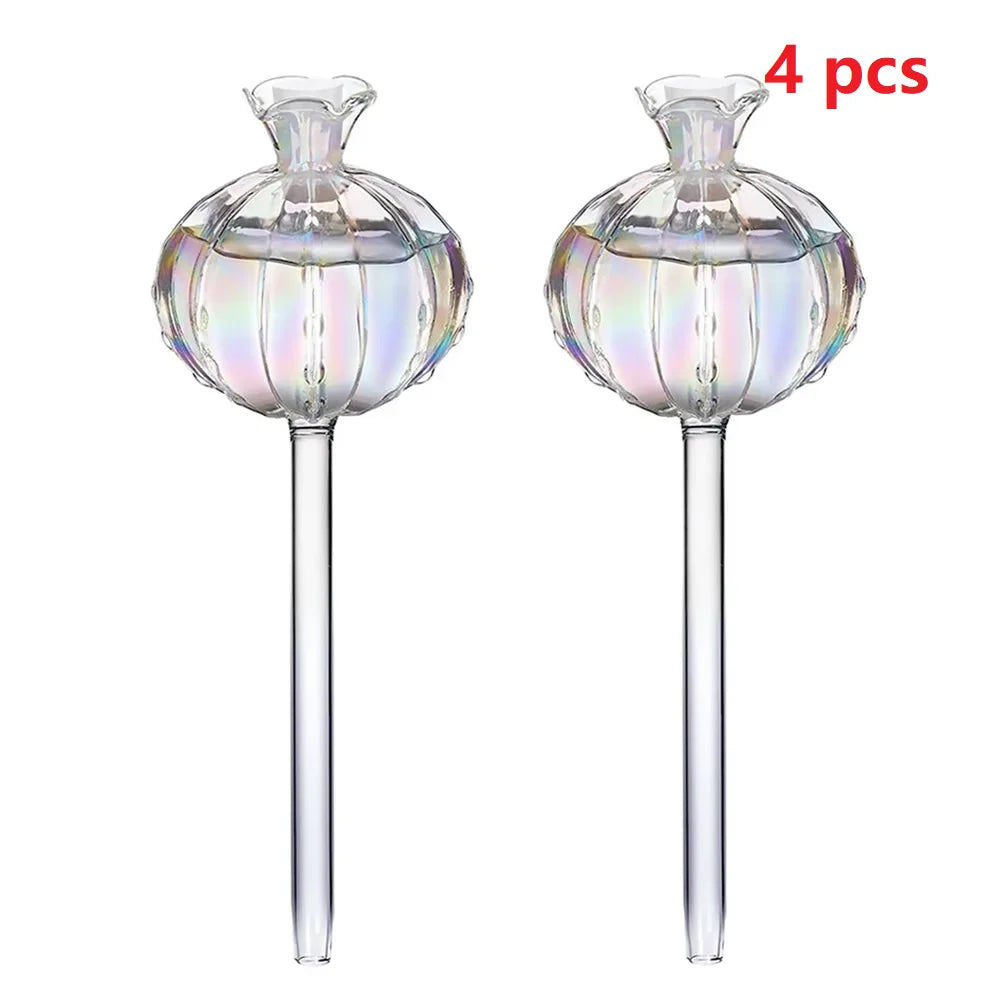 2PCS Glass Pomegranate Flower Watering Globes – Decorative Self-Watering Tools for Indoor & Outdoor Plants