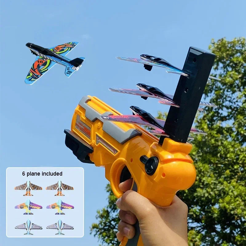 6PCS Airplane Launcher Bubble Catapult Toy – Fun Outdoor Airplane Shooting Game for Kids Ages 5-12