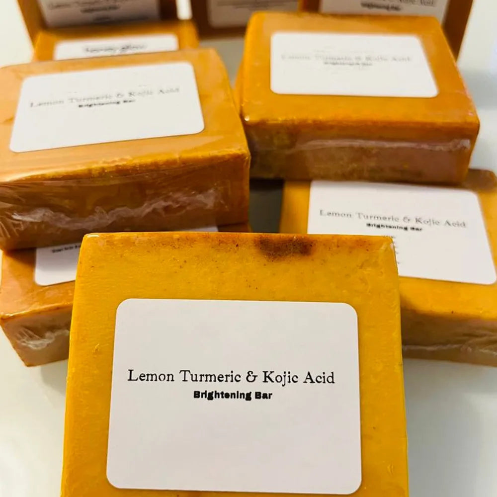 100g Turmeric Handmade Soap – Natural Lemon Kojic Acid Shower & Facial Soap for Brightening