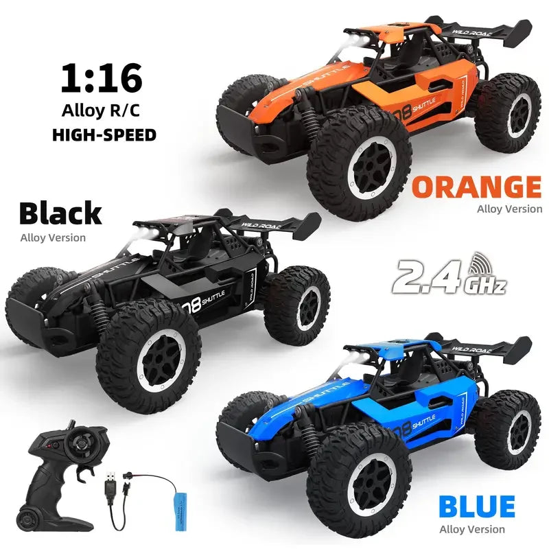 1:16 High-Speed 2WD Off-Road RC Car – 2.4G Remote Control Climbing Vehicle with LED Lights for Kids