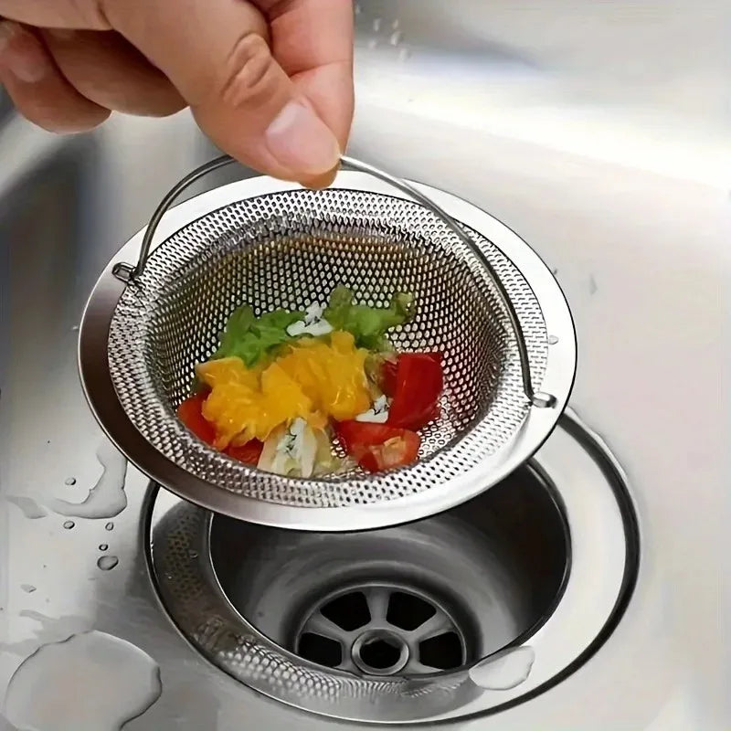 1pc Stainless Steel Kitchen Sink Strainer with Handle – Waste Catcher for RV, Dishwasher, and Restaurant Sinks