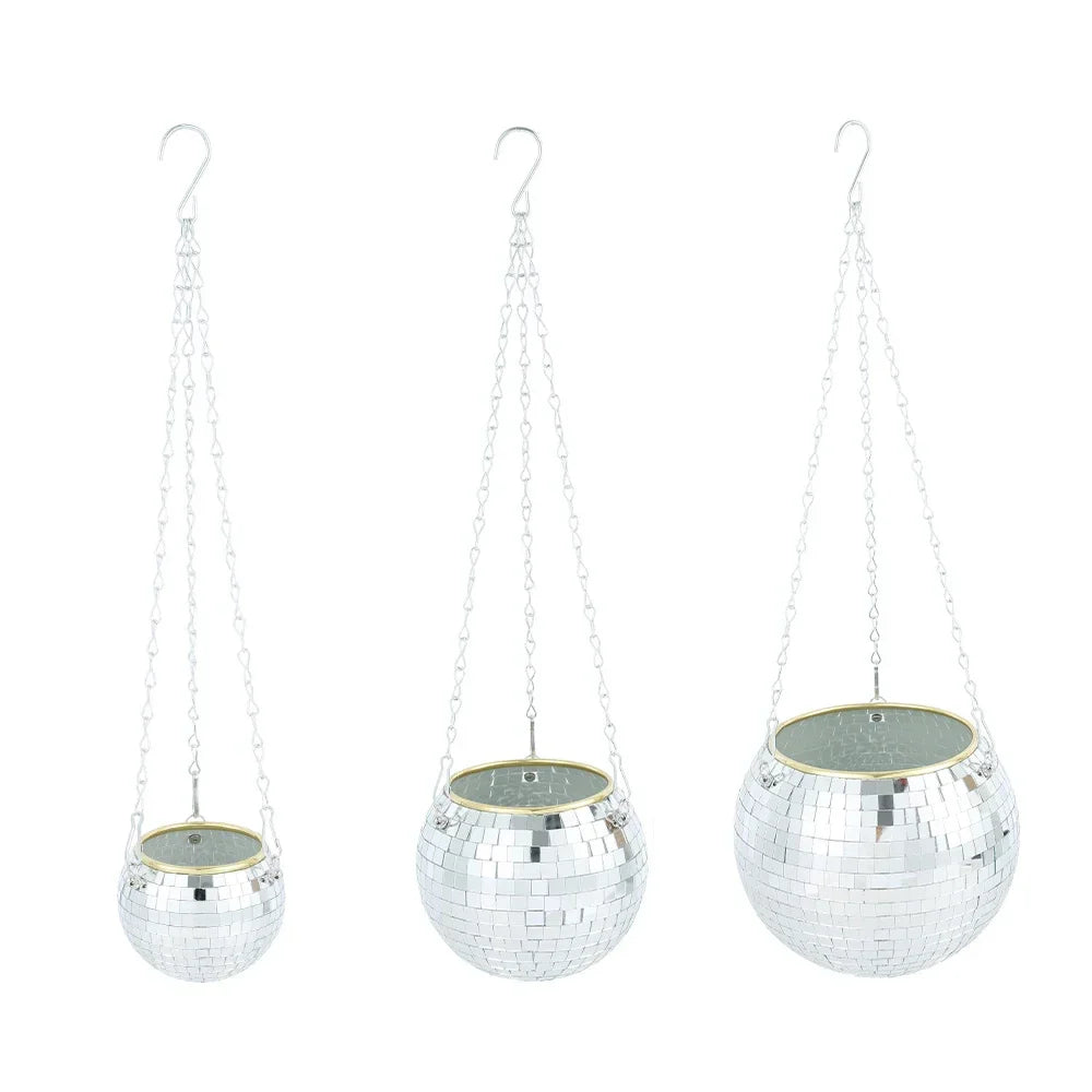 10/15/20CM Basket Disco Ball Hanging Planter Indoor Wall Hanging Creative Green Flower Pot Garden Decoration Gardening Hanging
