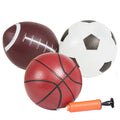 3-piece set: Basketball, Football, Rugby & Pump – Outdoor Beach & Indoor Ball Sports Game Water Toy