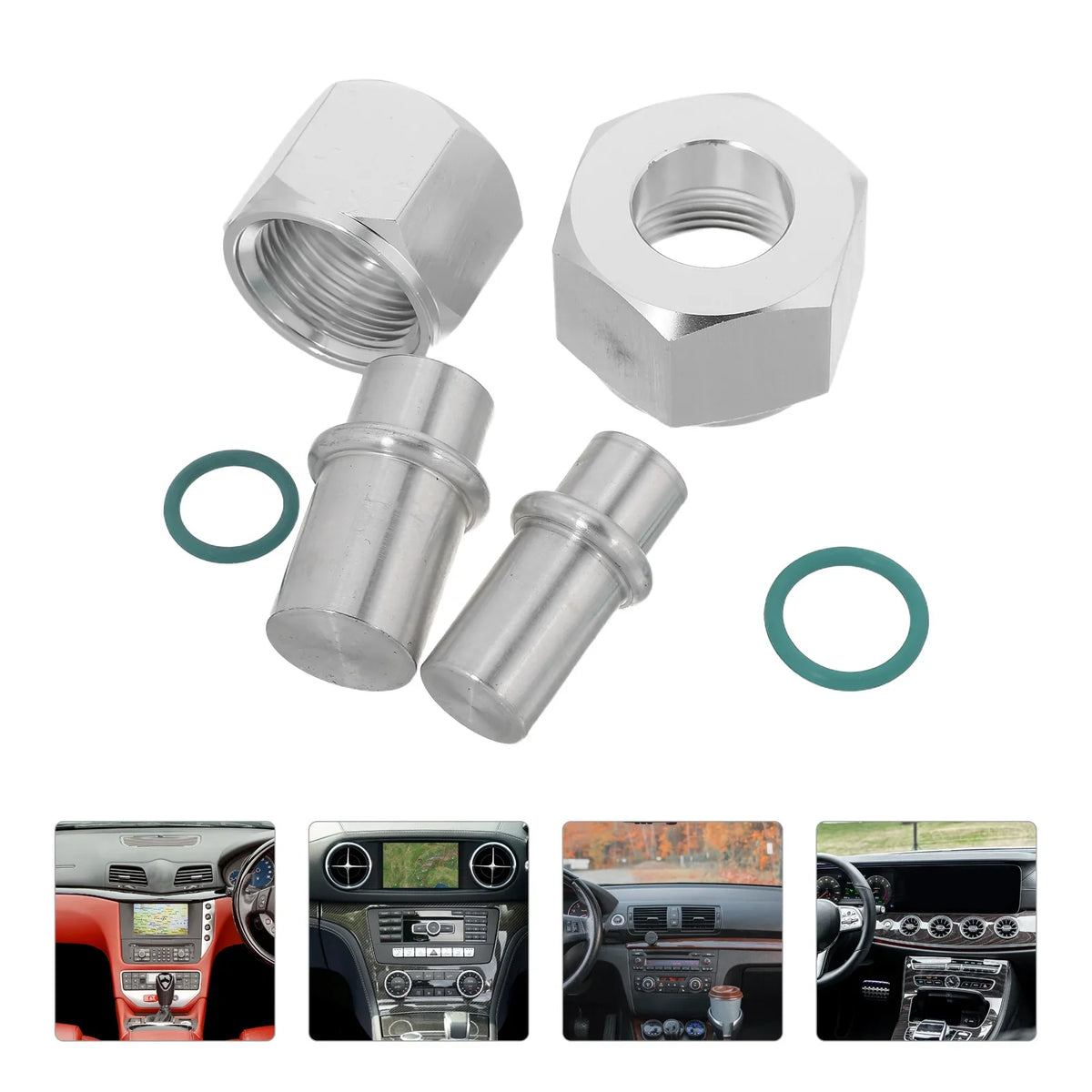 2pcs Air Conditioning Block Off Kit Aluminum Alloy Rear Ac Replacement Parts Easy Installation Universal Car Supplies