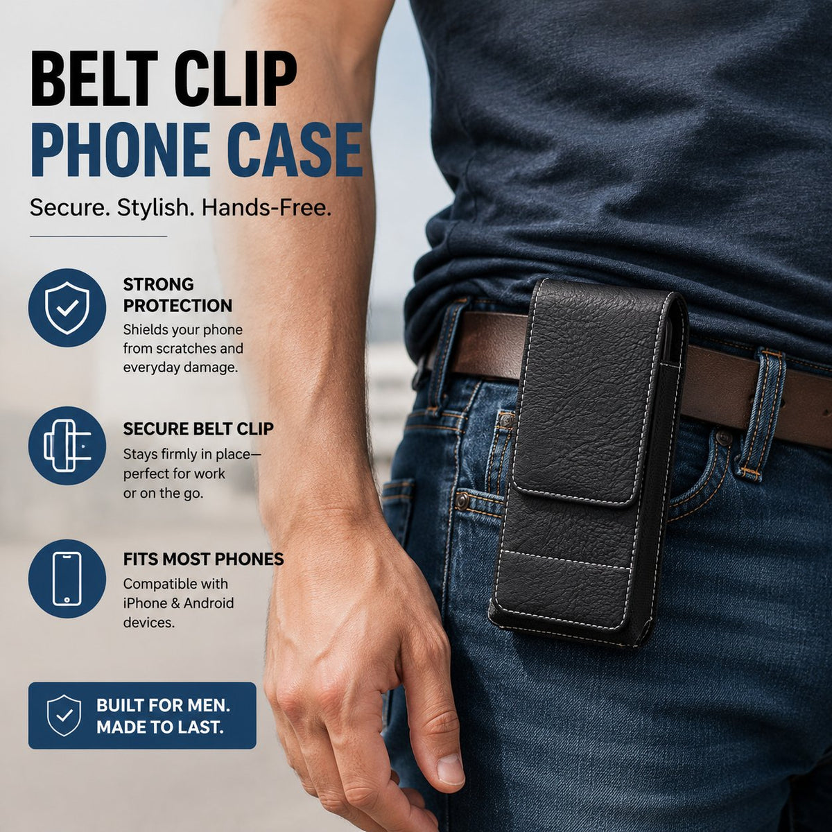 Waist Belt Cell Phone Pouch 📱 Multi-Pocket Leather Phone Case with Card Holder