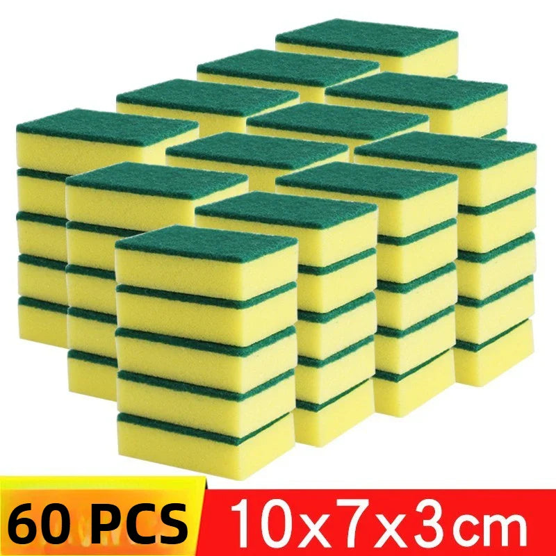 1-60PCS Kitchen Sponges Dual-Sided Scrub Pads Super Absorbent Dish Towel Scratch Resistant Scrubbing Sponge Highly Absorbent