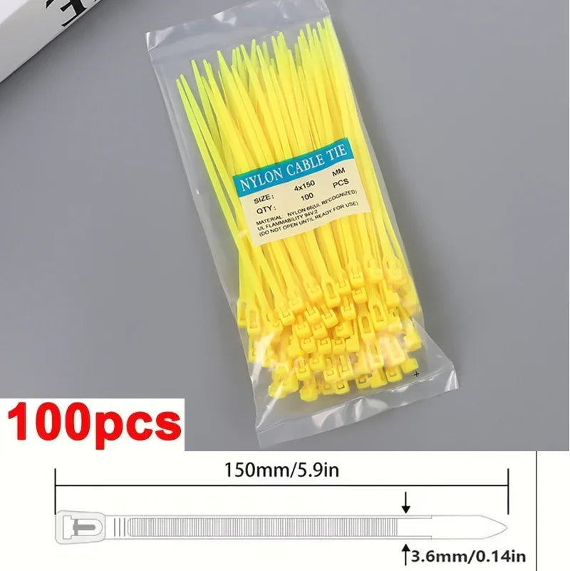100Pcs Reusable Nylon Cable Ties – Heavy-Duty Locking Straps for Home, Office & Cable Management