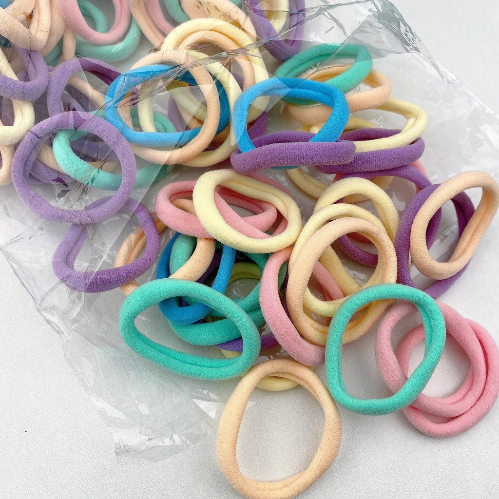 50/100pcs Boho Seamless Elastic Hair Ties-Thick Comfortable & Durable Ponytail Holders for Women - Solid Color Hair Accessories