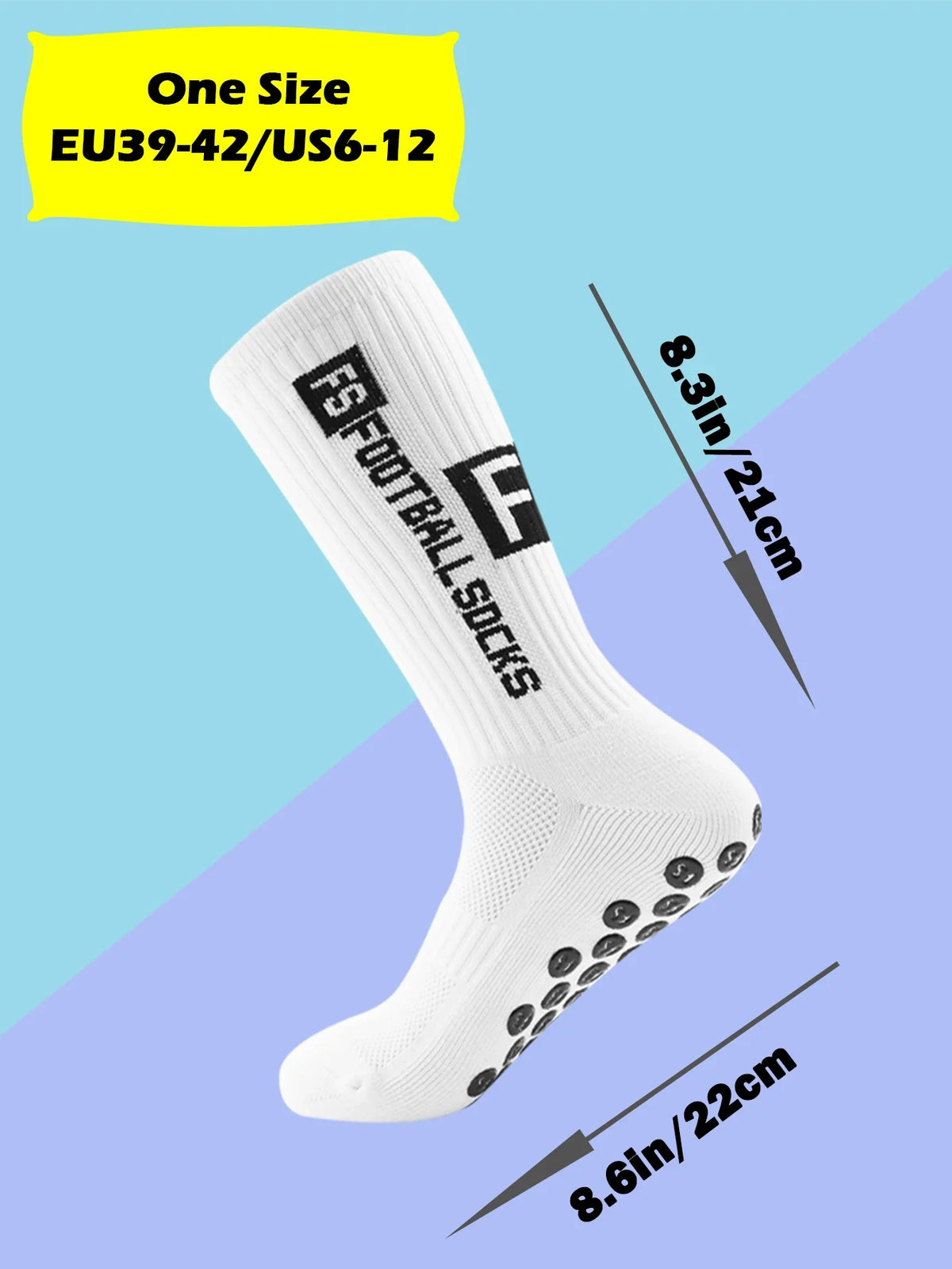 4 Pairs Men’s Soccer Grip Socks – Non-Slip Athletic Socks with Cushion Pads
