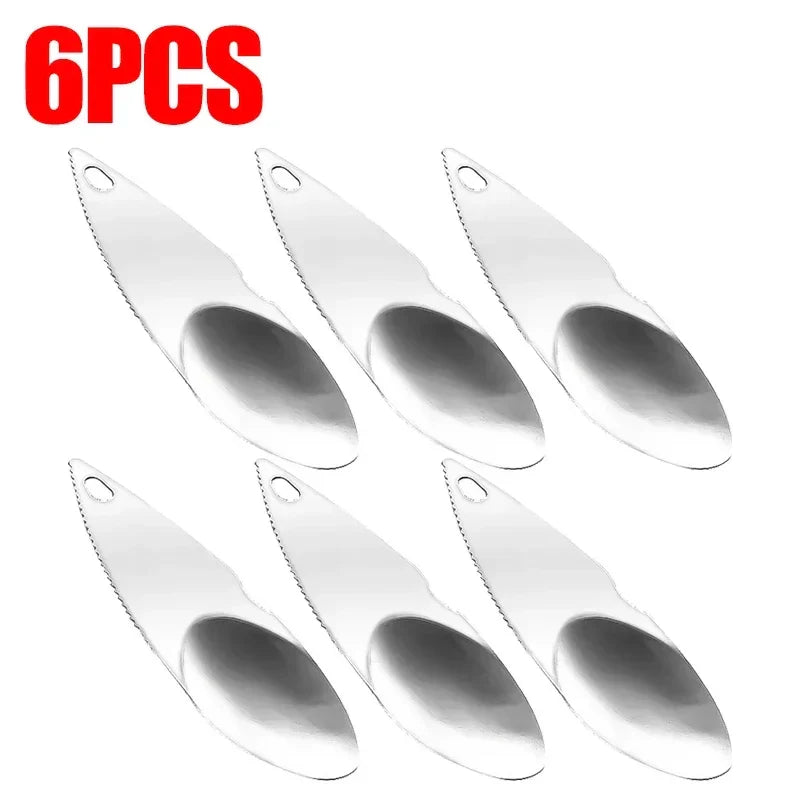 12/6/3pcs Stainless Steel Kiwi Peeler & Fruit Scooper – Serrated Peeling Knife & Cutter