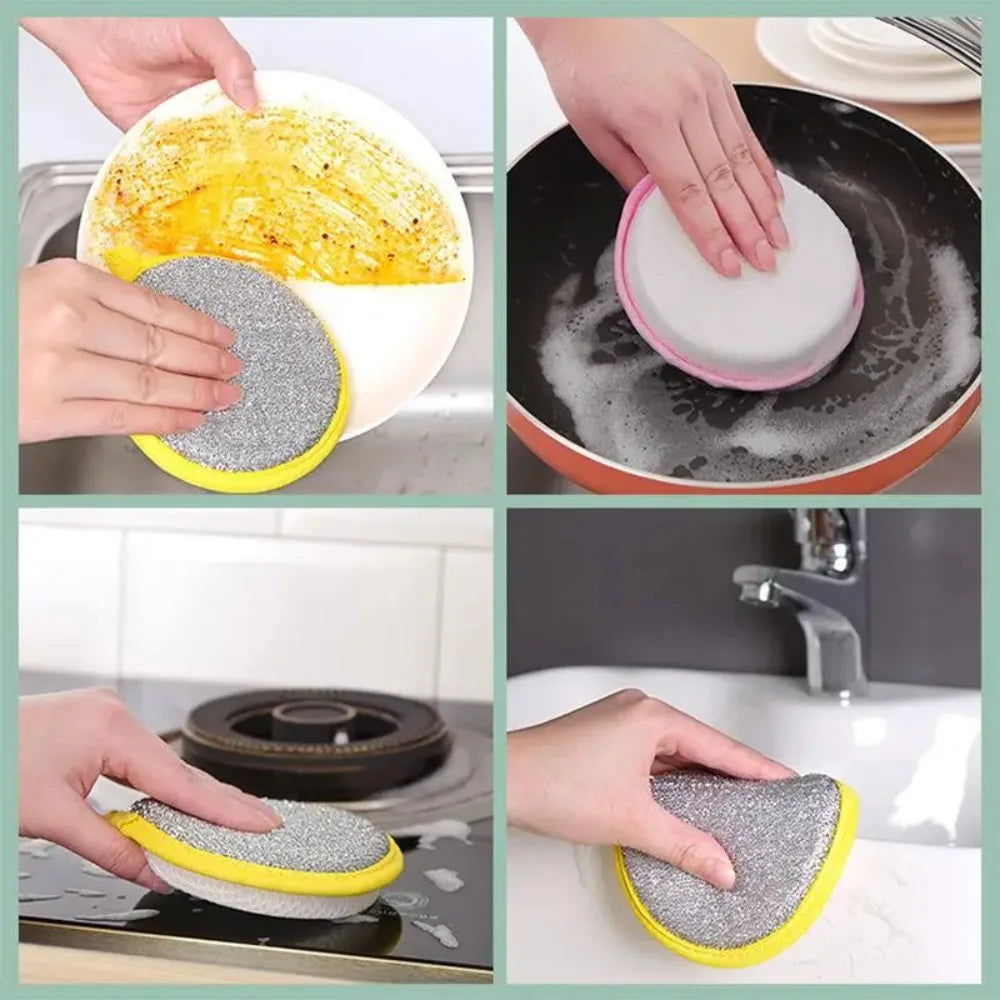 10PCS Double Side Dishwashing Sponge Dish Washing Brush Pan Pot Dish Wash Sponges Household Cleaning Reusable Kitchen Tool