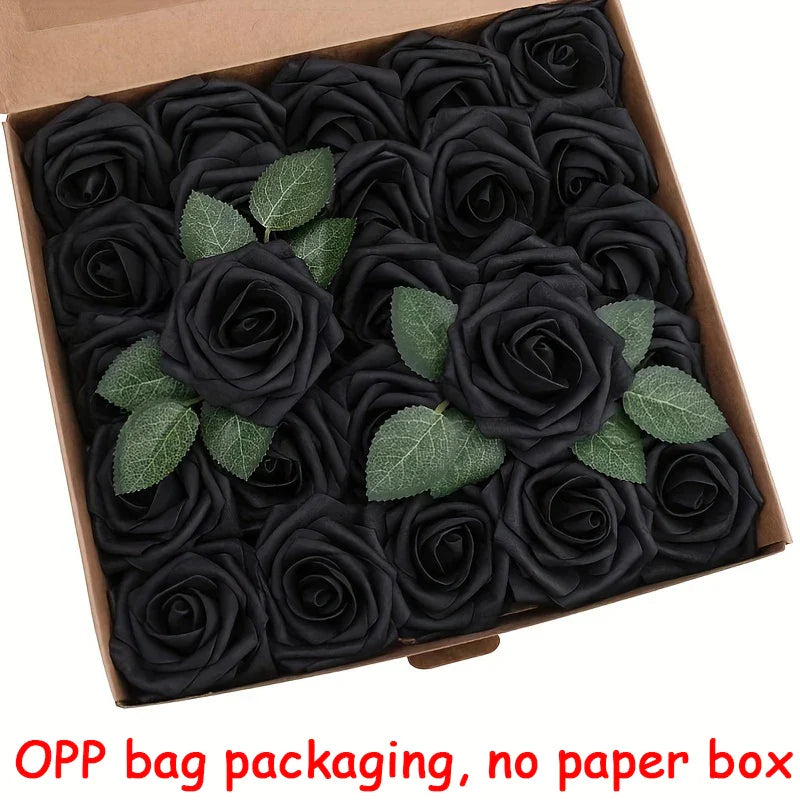 25pcs Artificial Roses with Stems – Fake Flowers for DIY Wedding Bouquets, Centerpieces & Home Decorations