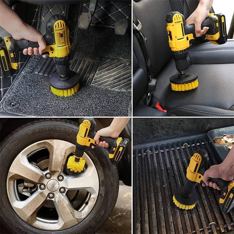 3pcs Drill Brush Attachment Set – Power Scrubber Brush for Bathroom, Tile Grout, Carpet & Tub Cleaning