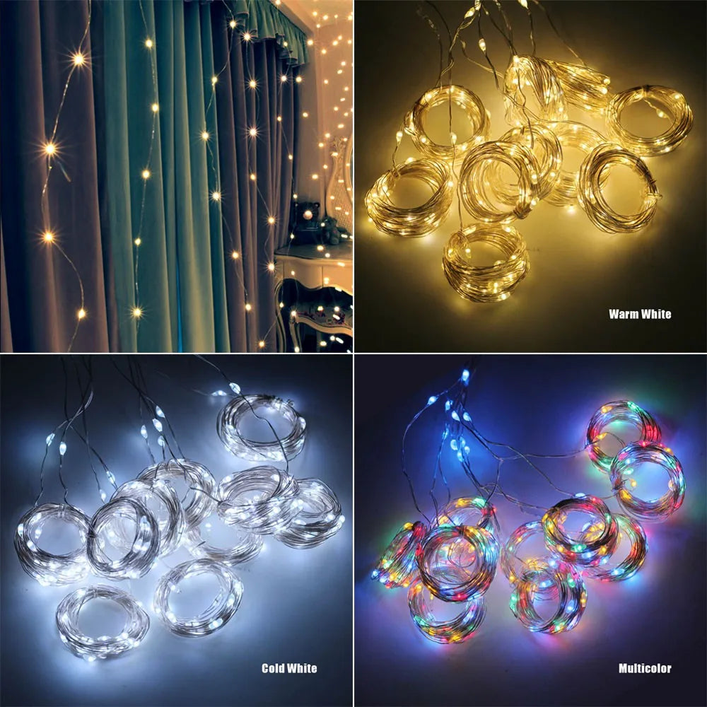 3Mx1M/2M/3M LED String Lights USB Fairy Lights Garland for New Year Wedding Festive Party Christmas Home Curtain Decoration