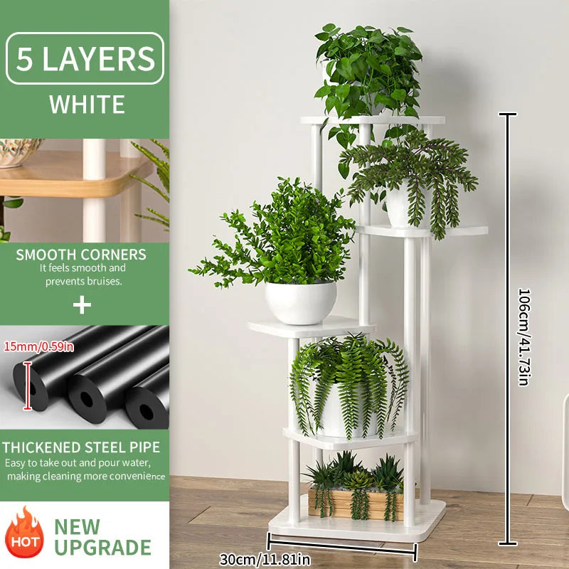 4/5/6 Tier Wooden Plant Stand – Multi-Layer Indoor/Outdoor Flower Shelf Display Rack