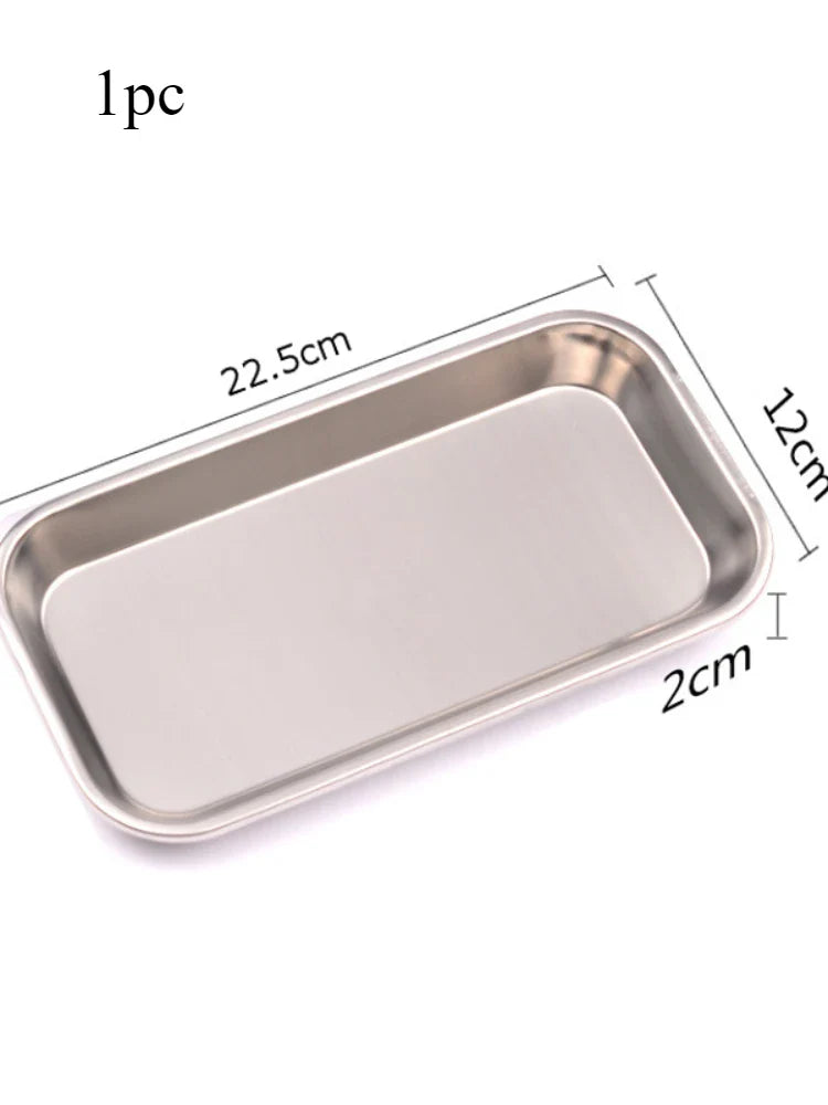 1/2PCS Stainless Steel Kitchen & Medical Storage Tray – Square Organizer for Dental, Tattoo, Nail & Medical Tools