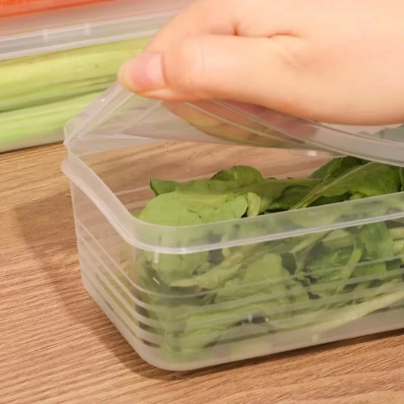 1/5PCS Refrigerator Storage Boxes Scallions Fresh Box Food Container Cold Storage Crisper Sealed Fridge Organiser with Lid Jars