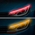 2pcs LED Car DRL Daytime Running Light Flexible Waterproof Strip 12V Auto Headlights White Turn Signal Yellow Brake Flow Lights