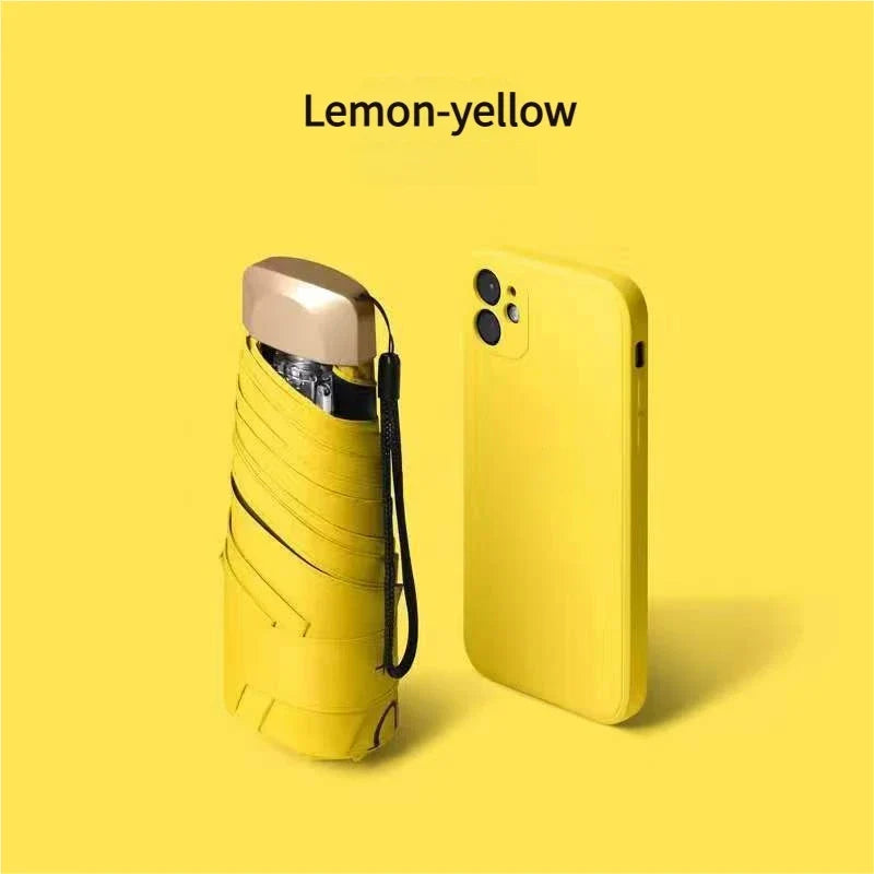 55% Off Mini Sun Umbrella Small Pocket Rain Umbrella Vinyl Folding UV Ultraviolet Protection Sun Shade Pocket Parasol Capsule