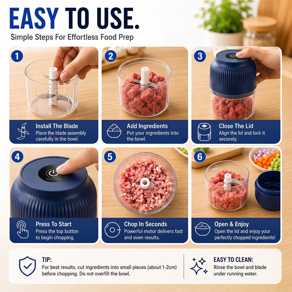 Wireless Mini Food Chopper with USB Charging
