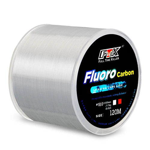 120M Fluorocarbon Coated Fishing Line – Carbon Fiber Leader Line for Sinking Lures (7.15–45LB)