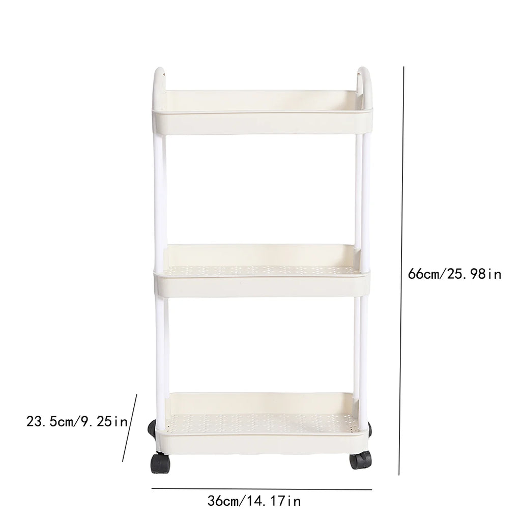 3/4-Tier Multi-Layer Rolling Storage Cart – Mobile Kitchen, Bathroom & Bedroom Organizer with Lockable Wheels