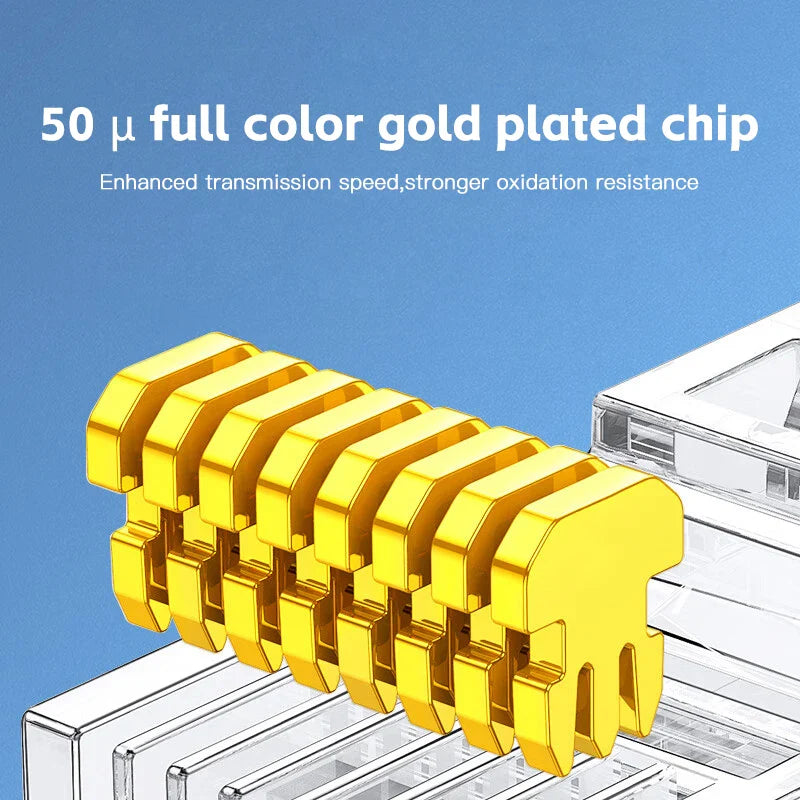 50PCs Cat6 Connector RJ45 Connector Network Unshielded RJ45 Perforated Crystal Head Network Cable