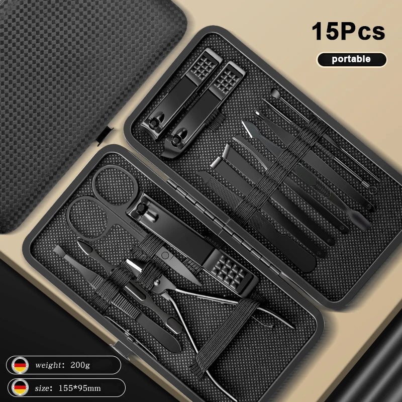 24-Piece Stainless Steel Manicure Set – Professional Nail Clipper Kit with Scissors, Ear Spoon, and Grooming Tools