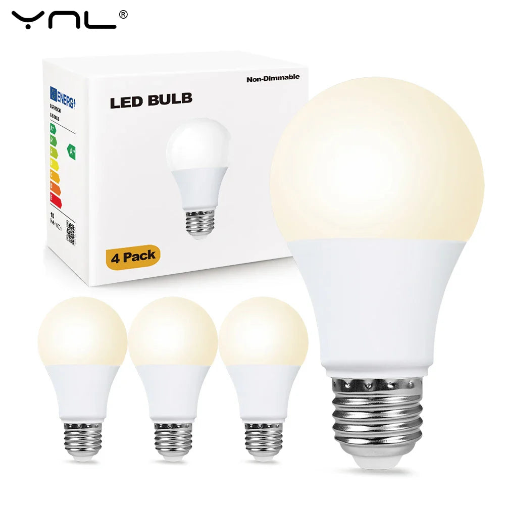 4pcs E27 LED Light Bulbs – 3W–18W SMD2835 Energy-Saving Lamps (AC 200–240V) Warm or Cool White Lighting for Indoor Home Use