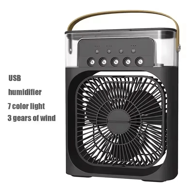 3-in-1 Portable Air Cooler Fan – Mini USB Humidifier, Air Conditioner & LED Night Light for Home, Office & Travel