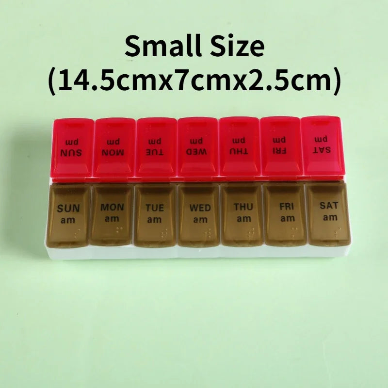 7-Day Travel Pill Organizer – Portable Weekly Pill Case with 14 Grids for Vitamins & Medications