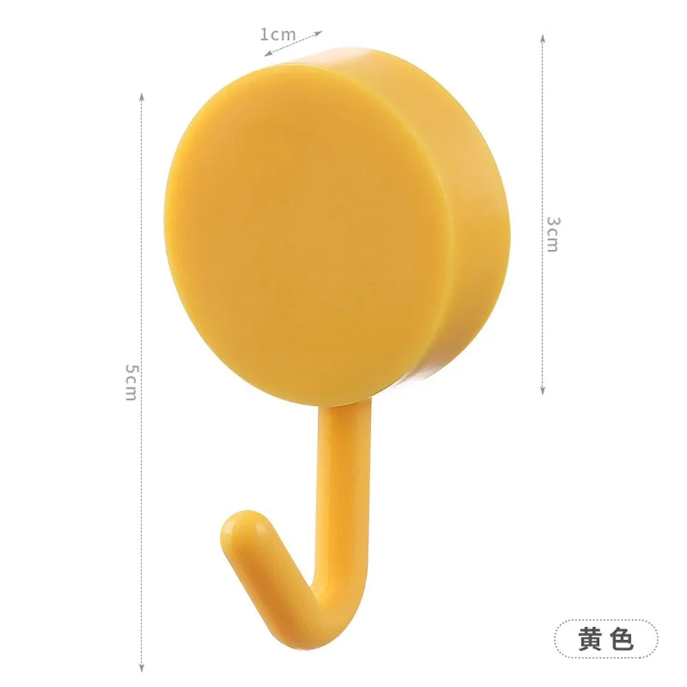 10PCS Self Adhesive Wall Hooks Strong Hold No Drilling – Multi-Color Coat, Bag, Towel Hangers for Bathroom, Kitchen & Home Storage