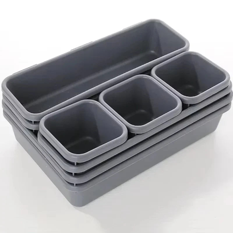 8pcs Adjustable Drawer Organizer Box Set – Makeup, Kitchen, Closet & Bathroom Storage Trays
