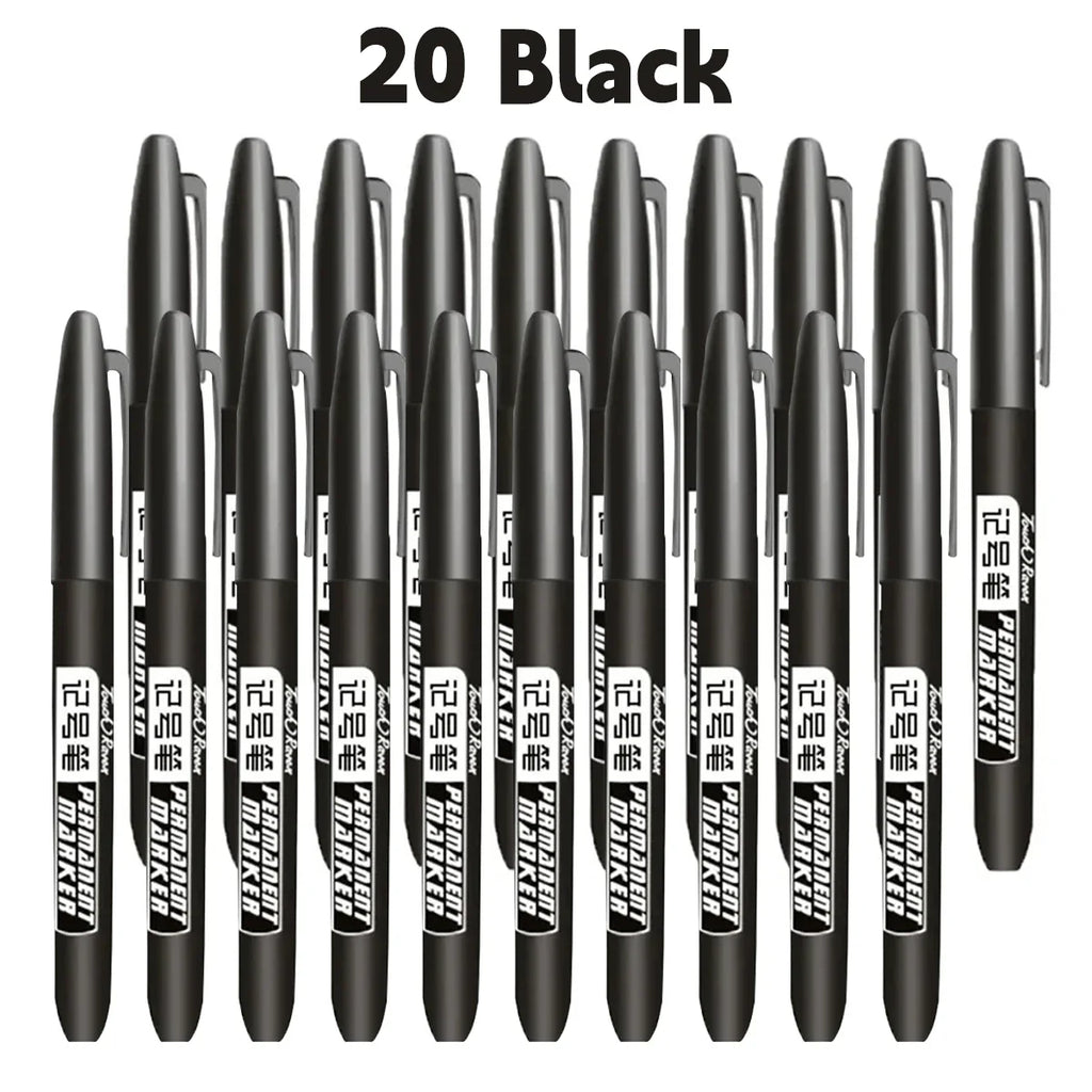 6PCs/Set Permanent Marker Pen Fine Point Waterproof Markers Thin Nib Crude Nib Black Blue Red Ink 1.5mm Fine Color Marker Pens