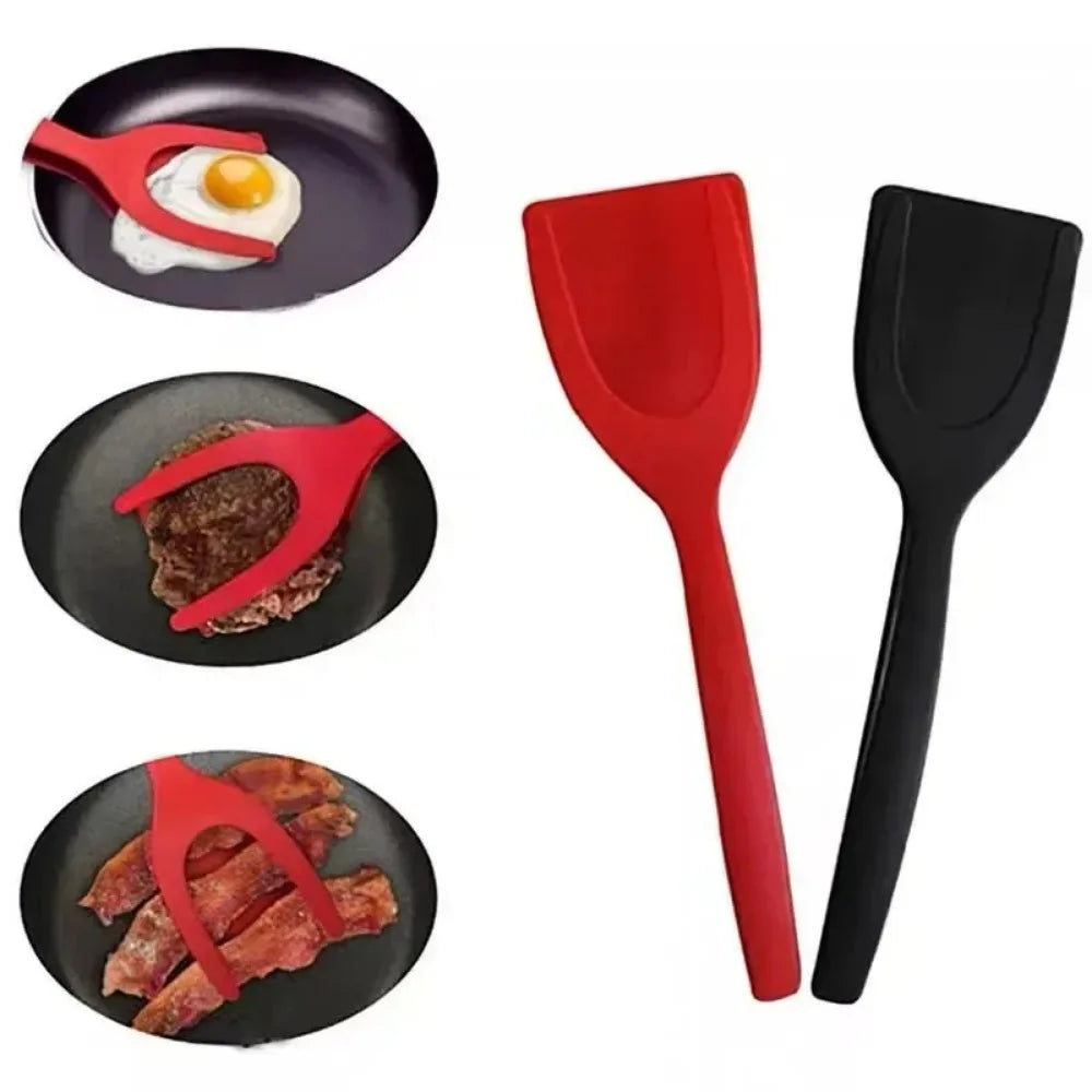 2-in-1 Steak Frying Spatula Tongs – Versatile Food Tongs for Eggs, Toast, Pancakes & More