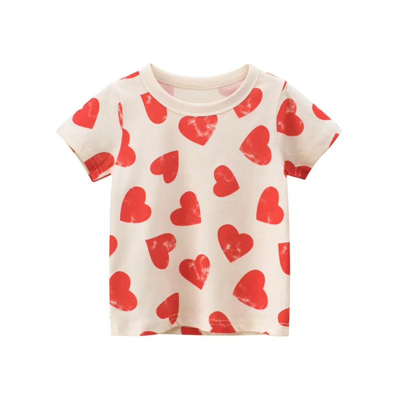2025 Summer Kids’ Girls Short Sleeve T-Shirts – Printed Little Girl Tops for Toddlers (Ages 2-8 Years)