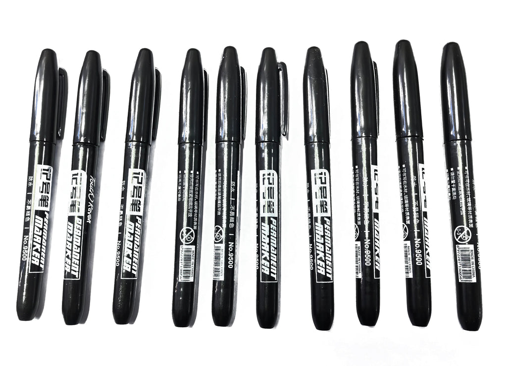 6PCs/Set Permanent Marker Pen Fine Point Waterproof Markers Thin Nib Crude Nib Black Blue Red Ink 1.5mm Fine Color Marker Pens