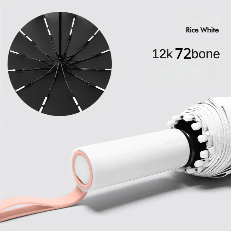 72 Bone Super Strong Windproof Automatic Umbrella Sunshade Uv Protection Folding Sunproo Anti-Storm Large Size Reverse Rain Gear