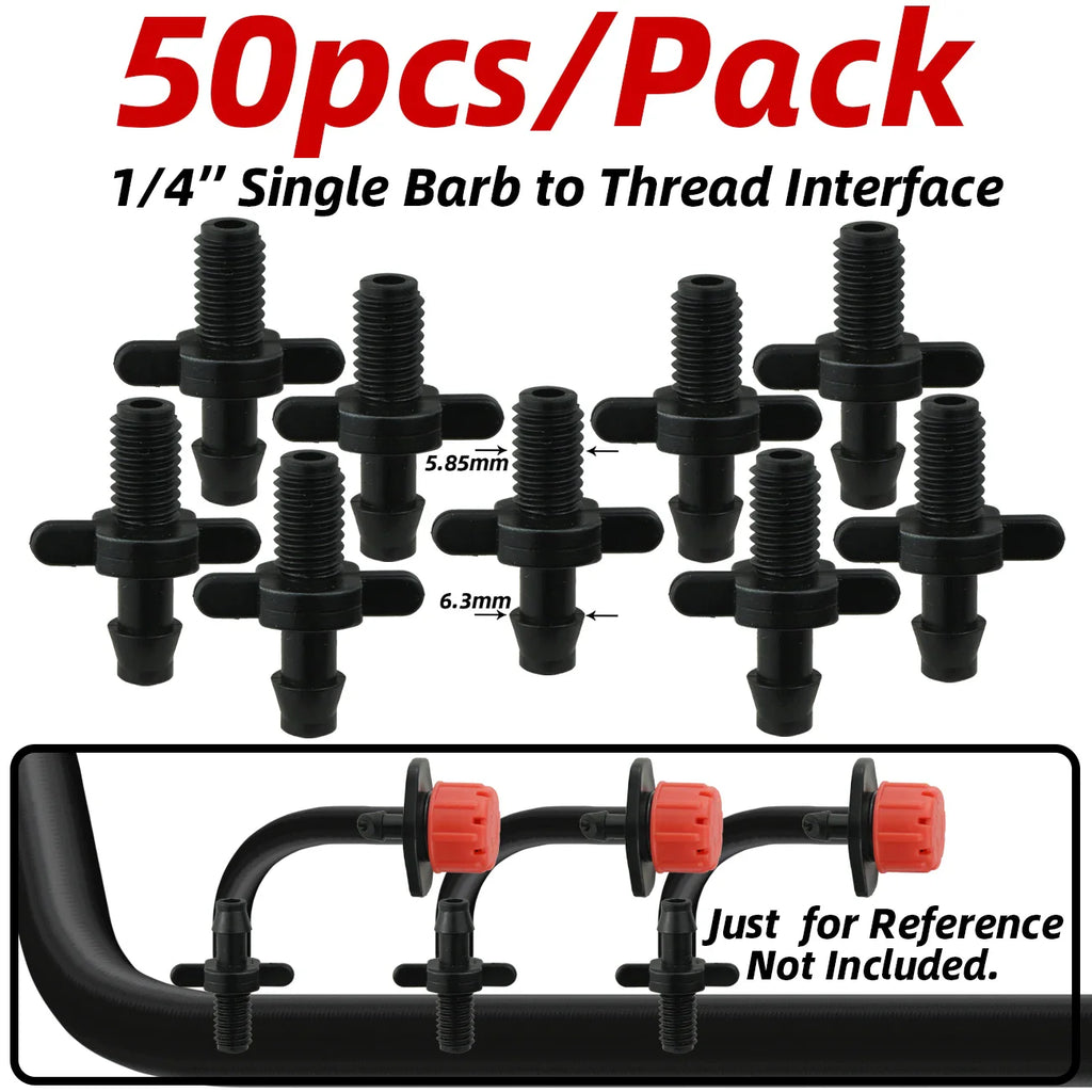 4/7mm Barbed Drip Irrigation Connectors – 1/4" Tubing Hose Fittings for Garden, Lawn & Flower Pots (1-50pcs)