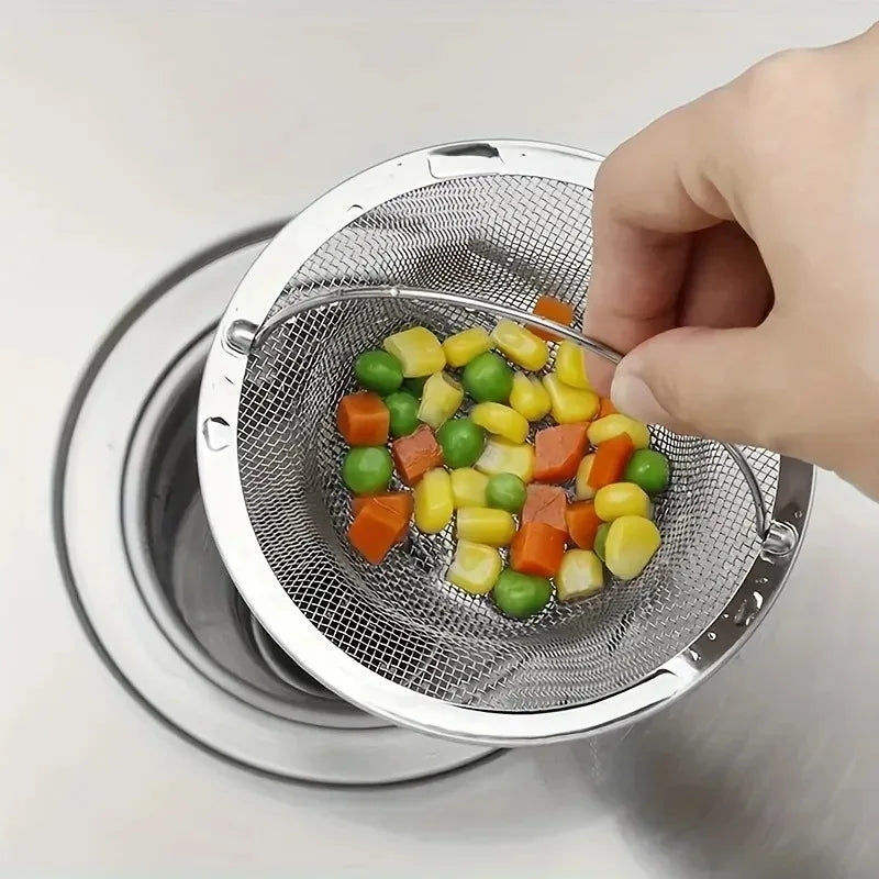 1pc Stainless Steel Kitchen Sink Strainer with Handle – Waste Catcher for RV, Dishwasher, and Restaurant Sinks