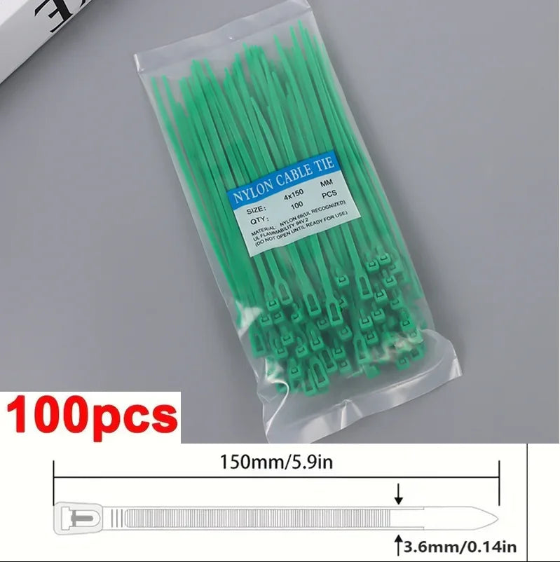 100Pcs Reusable Nylon Cable Ties – Heavy-Duty Locking Straps for Home, Office & Cable Management