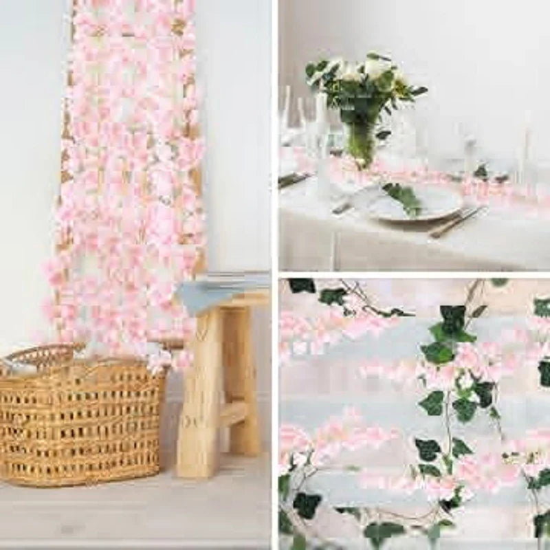 200cM 20LEDs Cherry Blossom Light Garland Artificial Flower Vines Fairy Lights for Bedroom Wedding Party Holiday Decoration