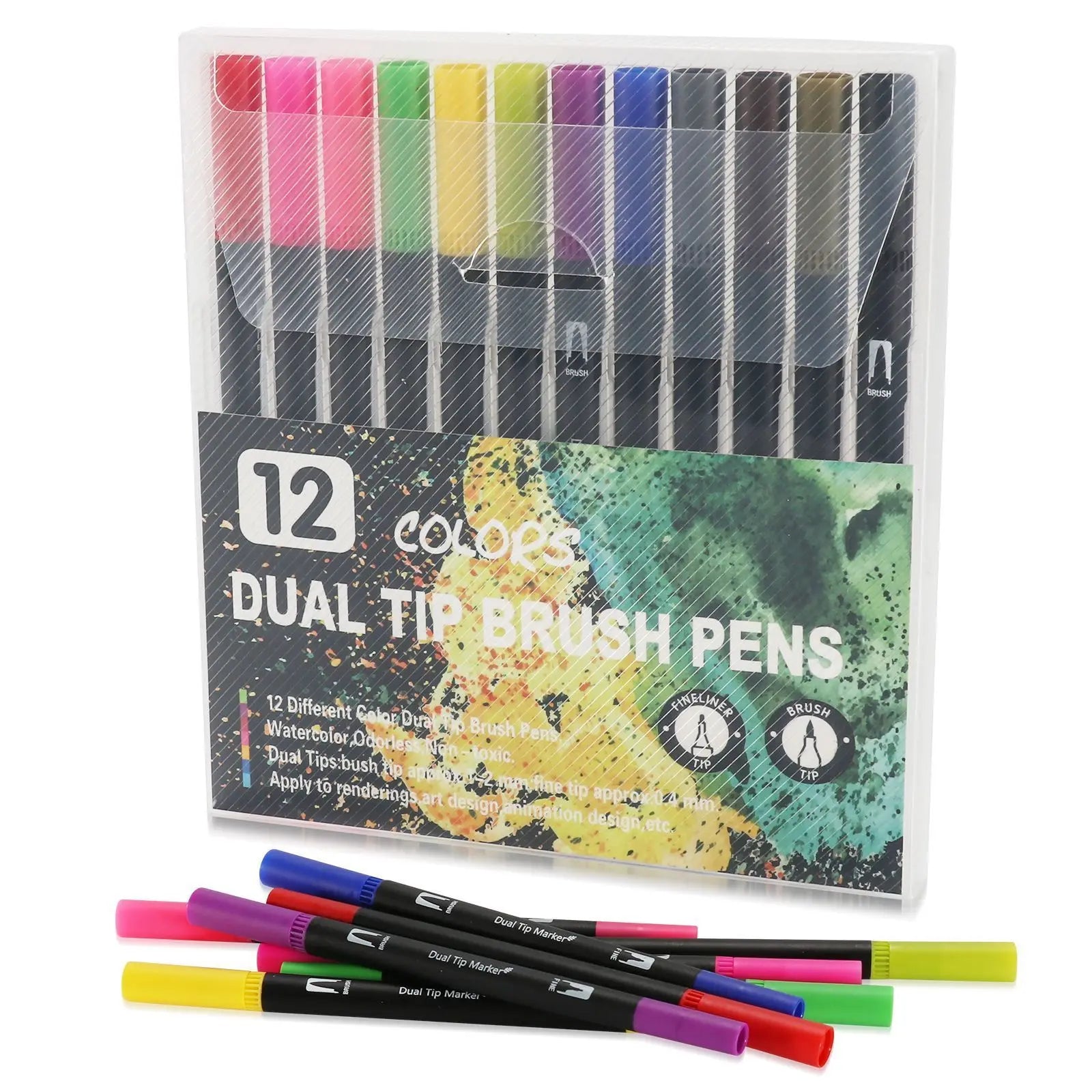 12–120 Colors Felt Tip Marker Set – Dual Brush Watercolor Pens for Drawing & Calligraphy