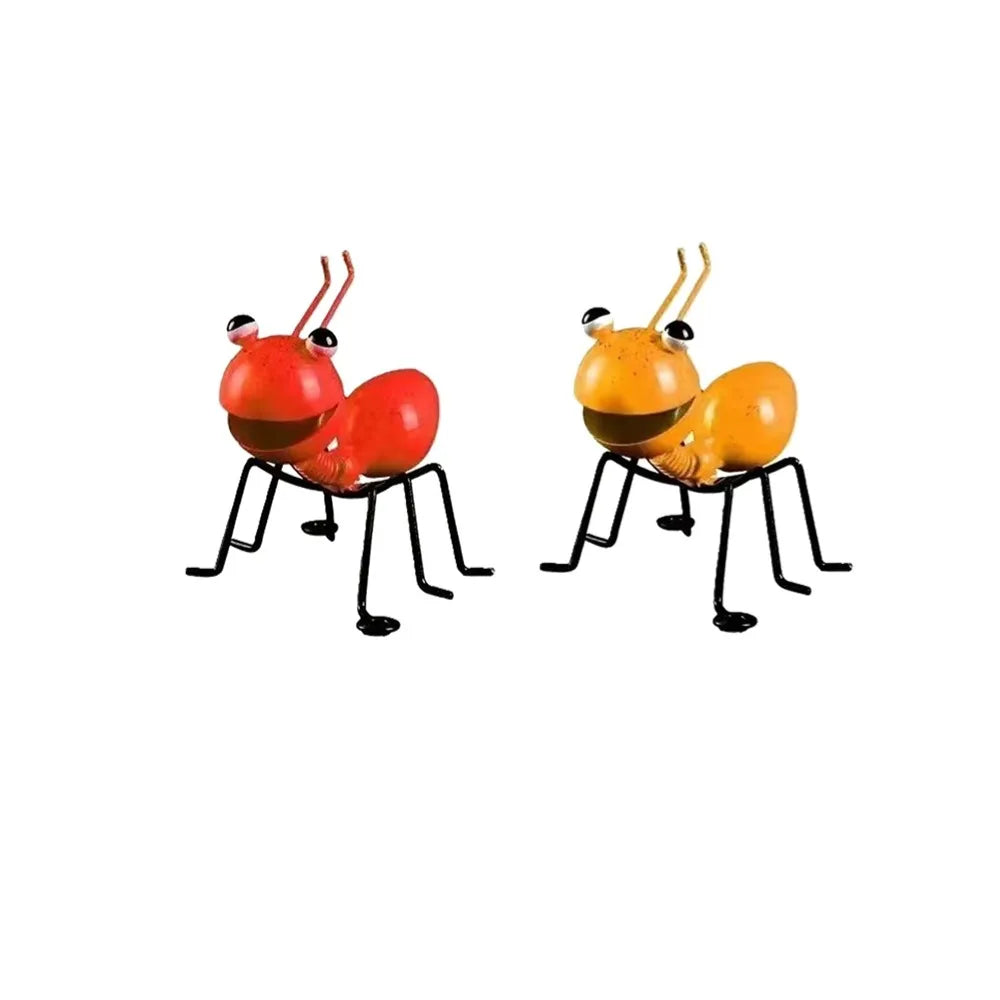 4/2pcs Iron Art Ant Statue Garden Decor Figure Stand Ant For Outdoor Yard Lawn Decoration Ant Sculpture Home Desktop Decor