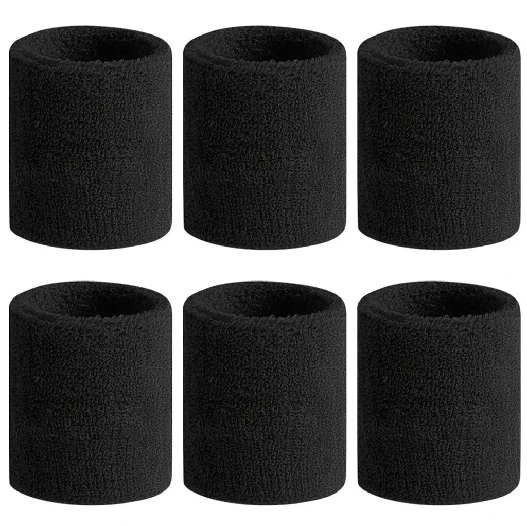 6pcs Sports Wristbands – Moisture-Wicking Sweat Absorbing Wrist Guards for Tennis, Basketball & Running