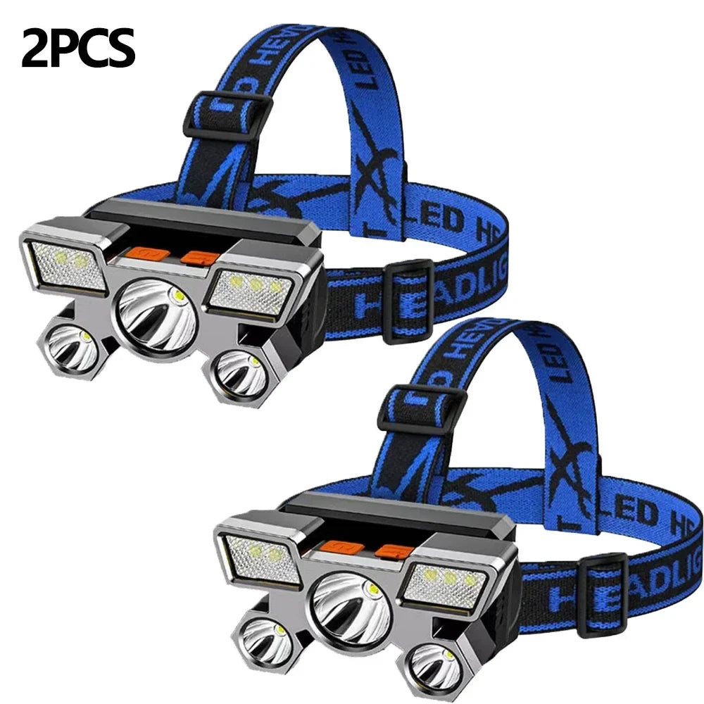 5LED USB Headset Flashlight – High-Brightness Rechargeable Headlamp for Outdoor, Fishing & Household Use