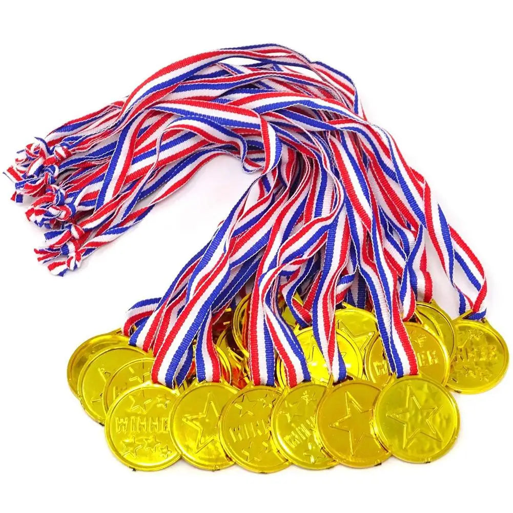 10/20Pcs Plastic Gold Winner Award Medals – Kids Party Favors & Sports Game Prizes