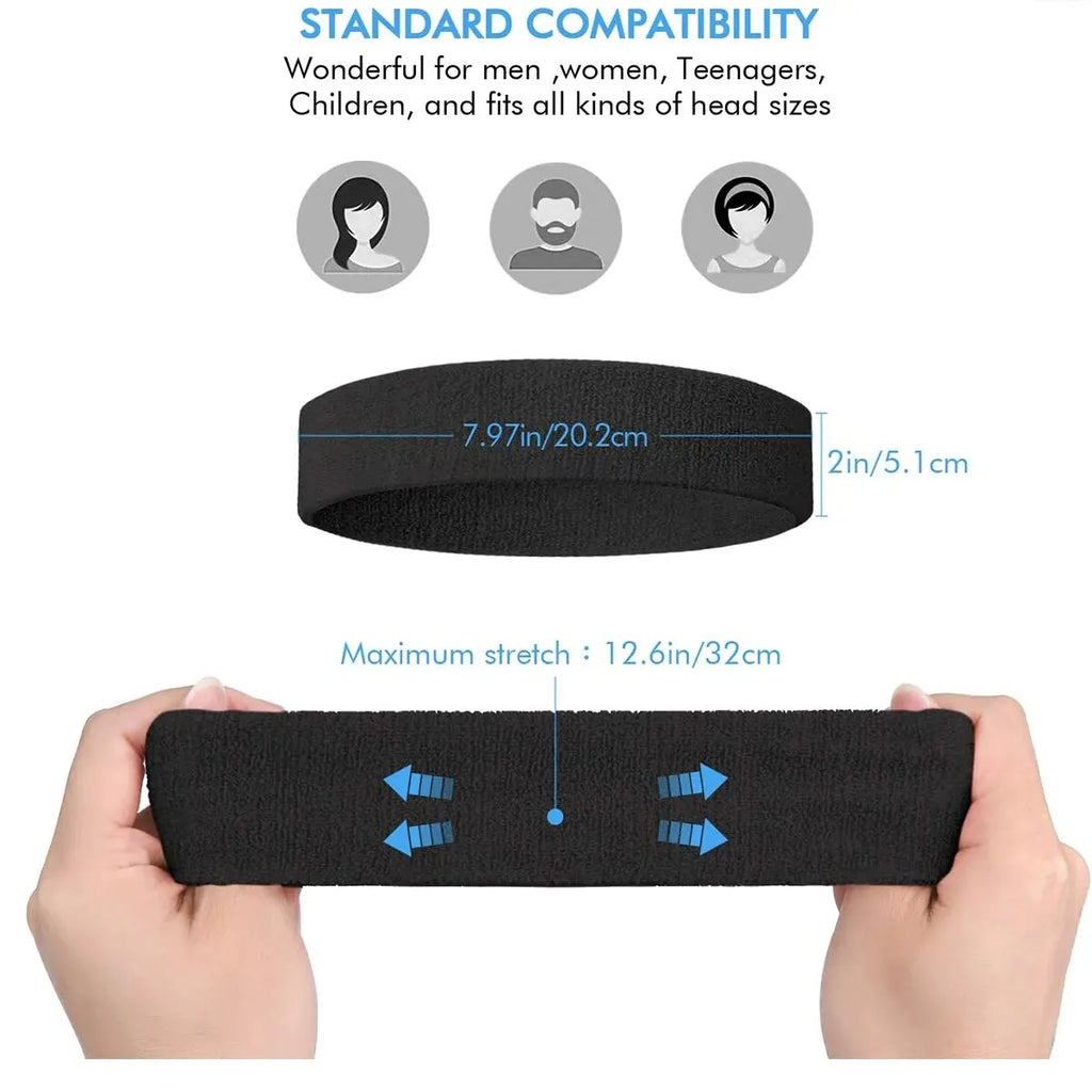 3pcs Sports Headbands – Sweatproof Moisture-Wicking Bands for Tennis, Basketball, Running & Gym