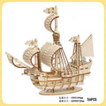 3D Wooden Sailboat Puzzle – DIY Craft Model for Kids & Adults